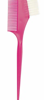 JPP049-1pink Кисть для окрашивания волос DEWAL розовая с расческой белой прямой щетиной узкая 45 мм