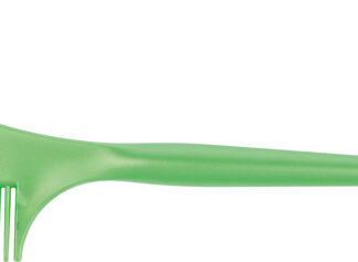 JPP048-1 green Кисть для окрашивания волос DEWAL зеленая с расческой с белой прямой щетиной 45 мм
