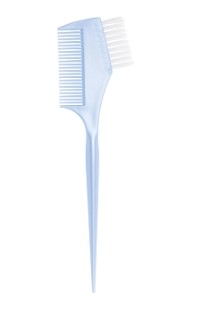 JPP049D-1 blue Кисть для окрашивания волос DEWAL голубая с расческой с белой прямой щетиной узкая 45мм